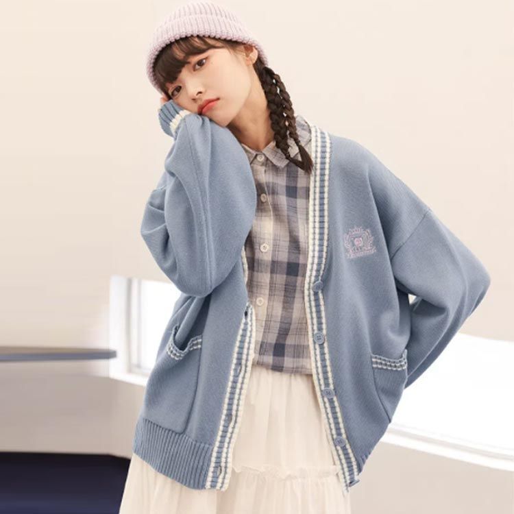 新品未使用】制服 スクールカーディガン ネイビー L（女子用丸襟