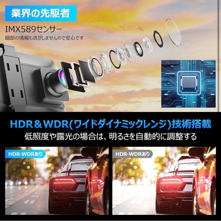 4K高画質& 車内／車外対応IP67防水リアカメラ&ミラー型ドラレコ】 4K