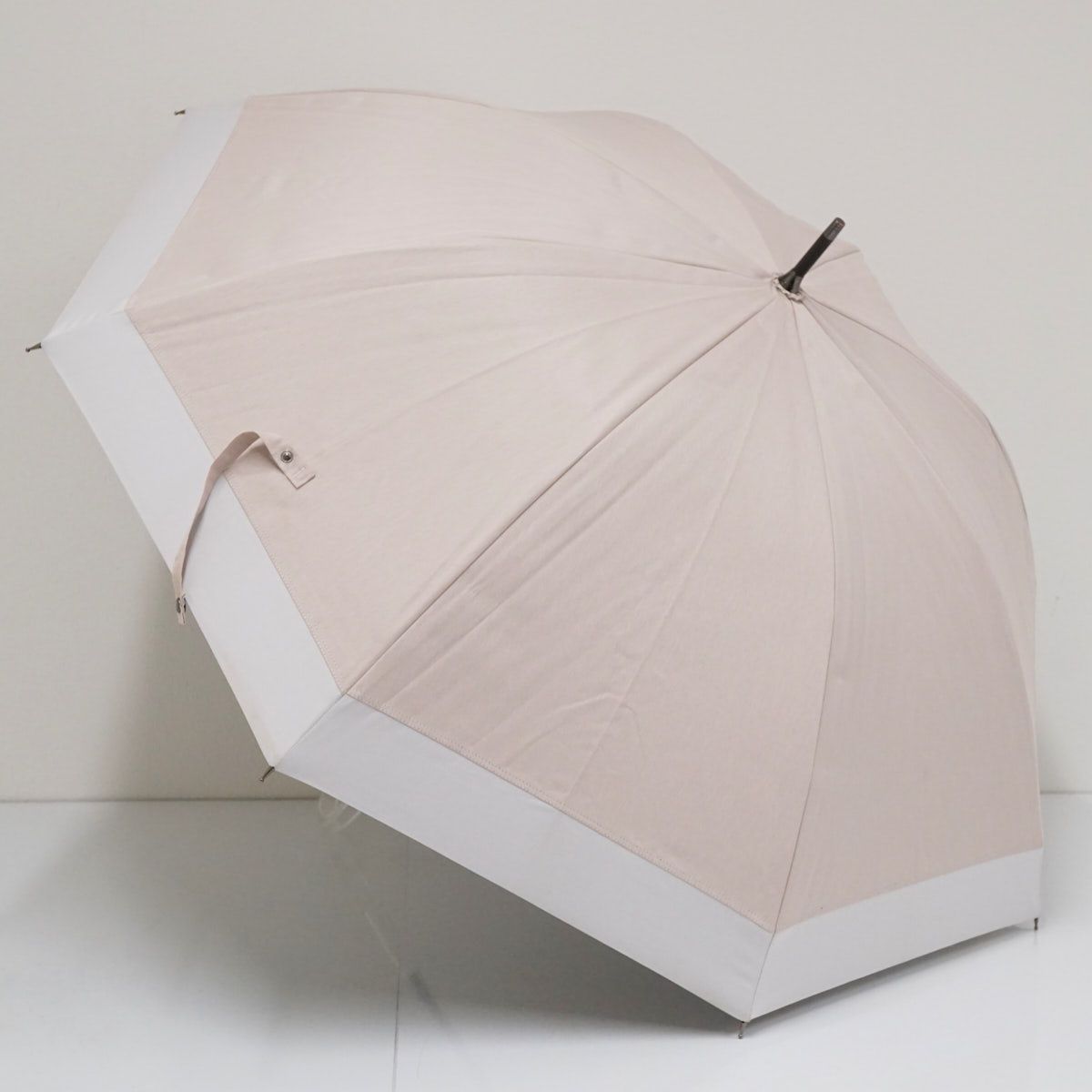 新品同様品°*☆サンバリア100　コンビmoku ピンク　木曲がり手元　2段日傘 新品同様品°*☆サンバリア100 コンビmoku ピンク 木曲がり手元 2
