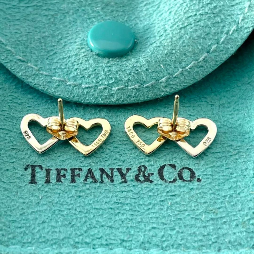 ティファニー ダブルオープンハート ピアス 925 750 コンビ NO8fe ティファニー ダブルオープンハート ピアス 925 750 コンビ NO8fe