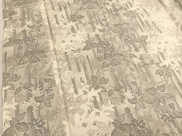 平和屋着物○本場大島紬 白大島 草花間道 やまと誂製 正絹 逸品 未使用  