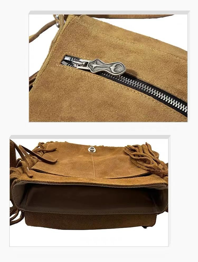 Thug Club 24SS タッセルリベット クロスボディバッグ 本牛革 男女兼用  