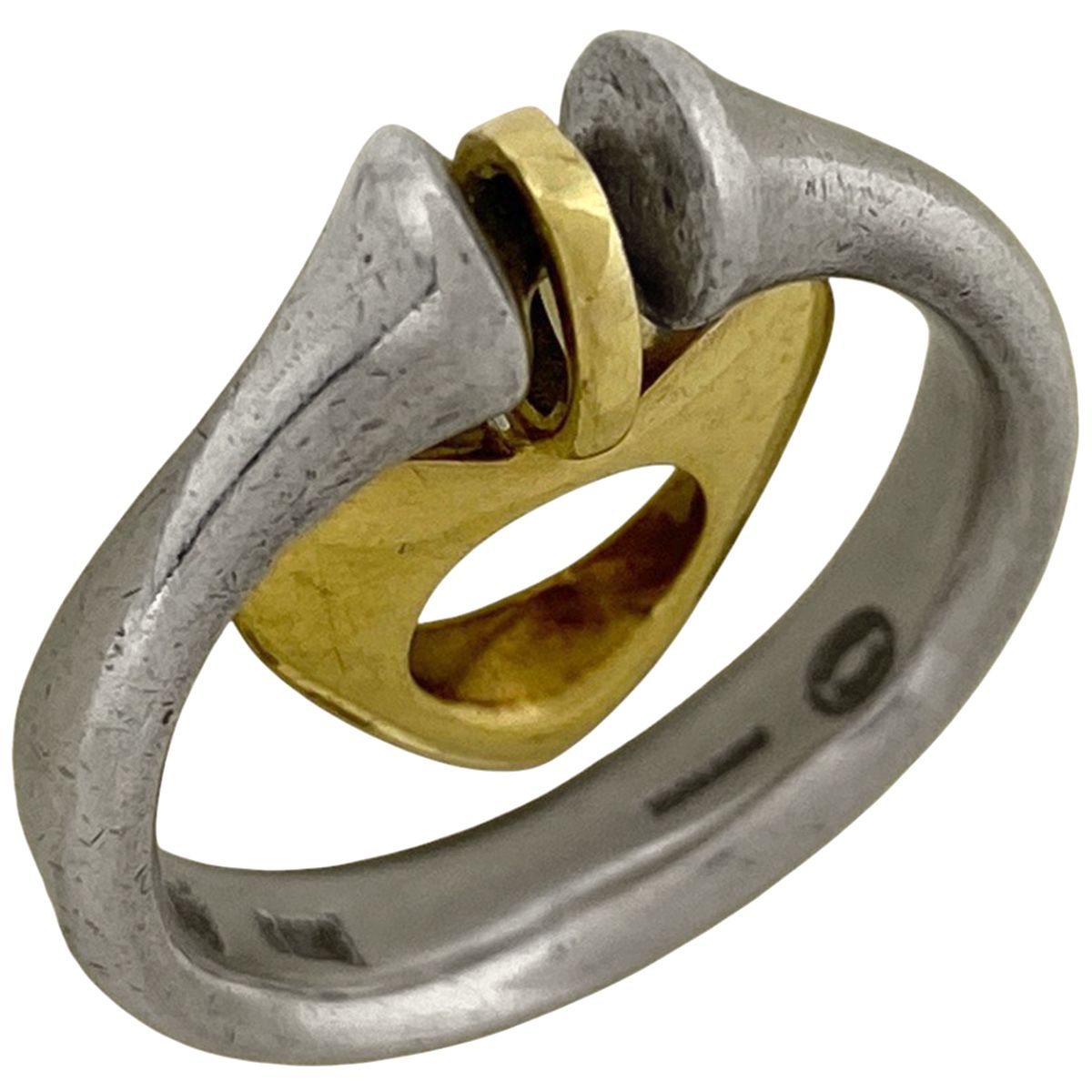 美品ハートリング 10号 ジョージ ジェンセン/  ジョージジェンセン Georg Jensen デザイン リング ハート コンビ 246