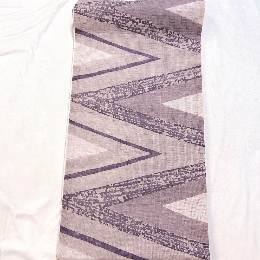 夏用 麻 手描きローケツ 悠遠 斜め抽象模様 袋帯 着物 012w