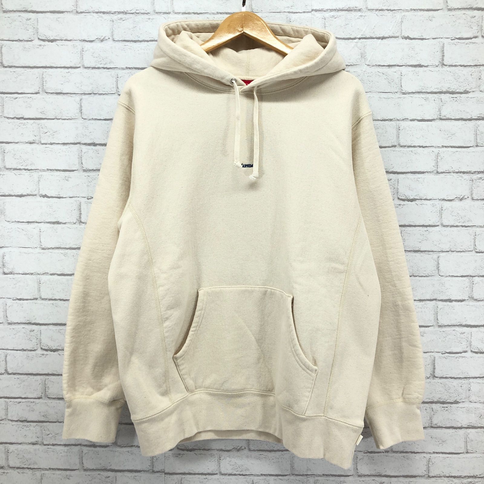 Supreme シュプリーム Micro Logo Hooded Sweat Shirt Parka マイクロロゴパーカー ストリート スケーター Lサイズ 生成り色