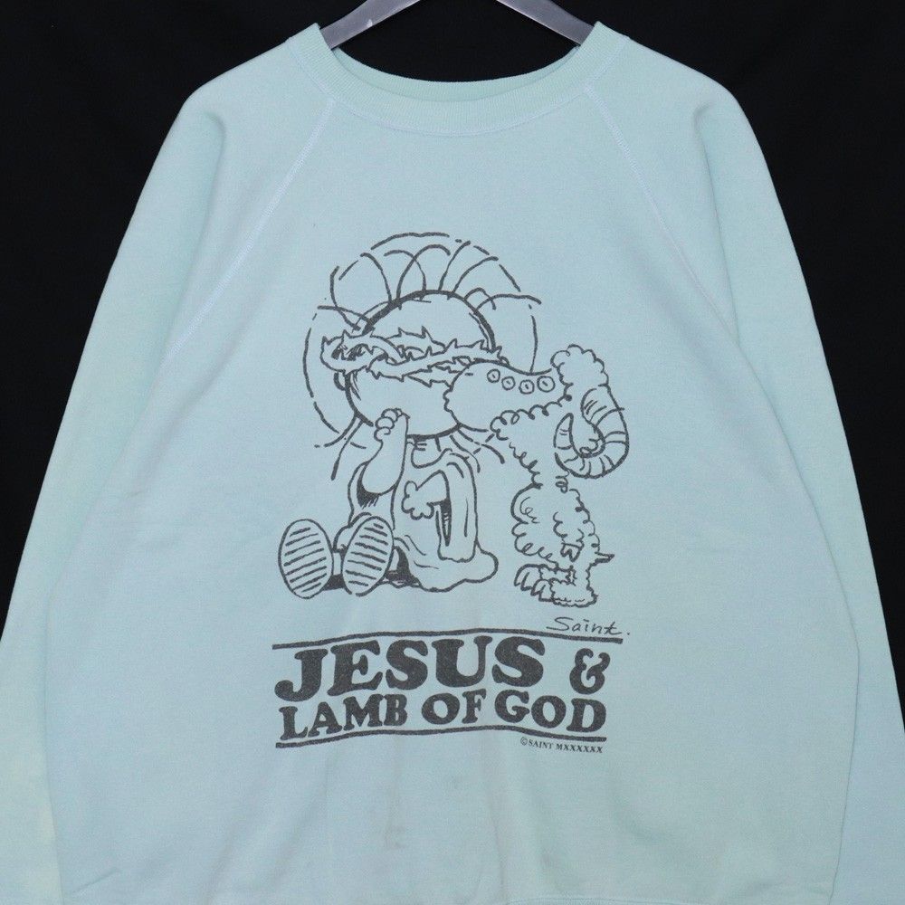 未使用 SAINT MICHAEL CRW N SWT JESUS XLサイズ ブルー - メルカリ