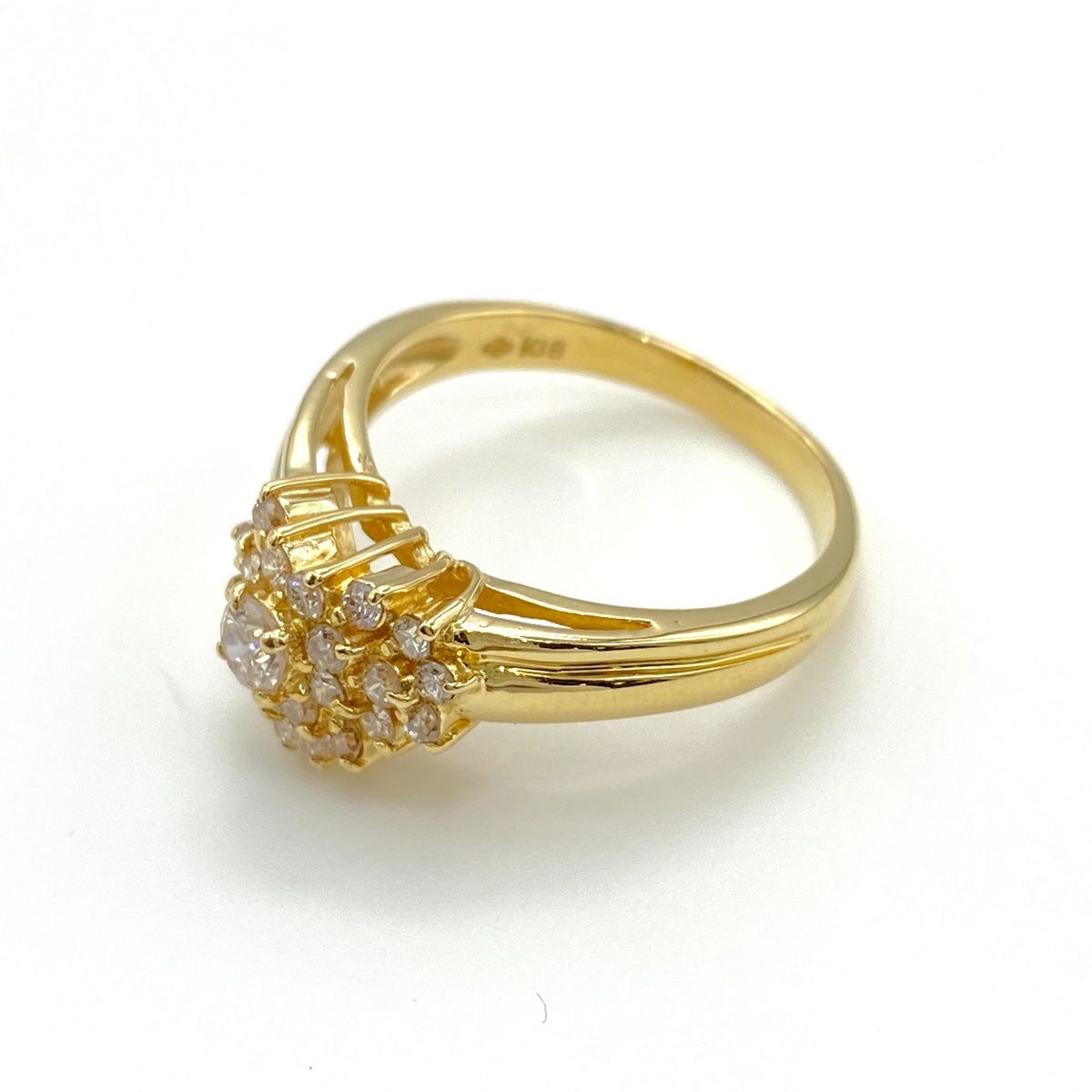 メレダイヤ デザインリング YG イエローゴールド 指輪 リング 12.5号 K18 ダイヤモンド レディース