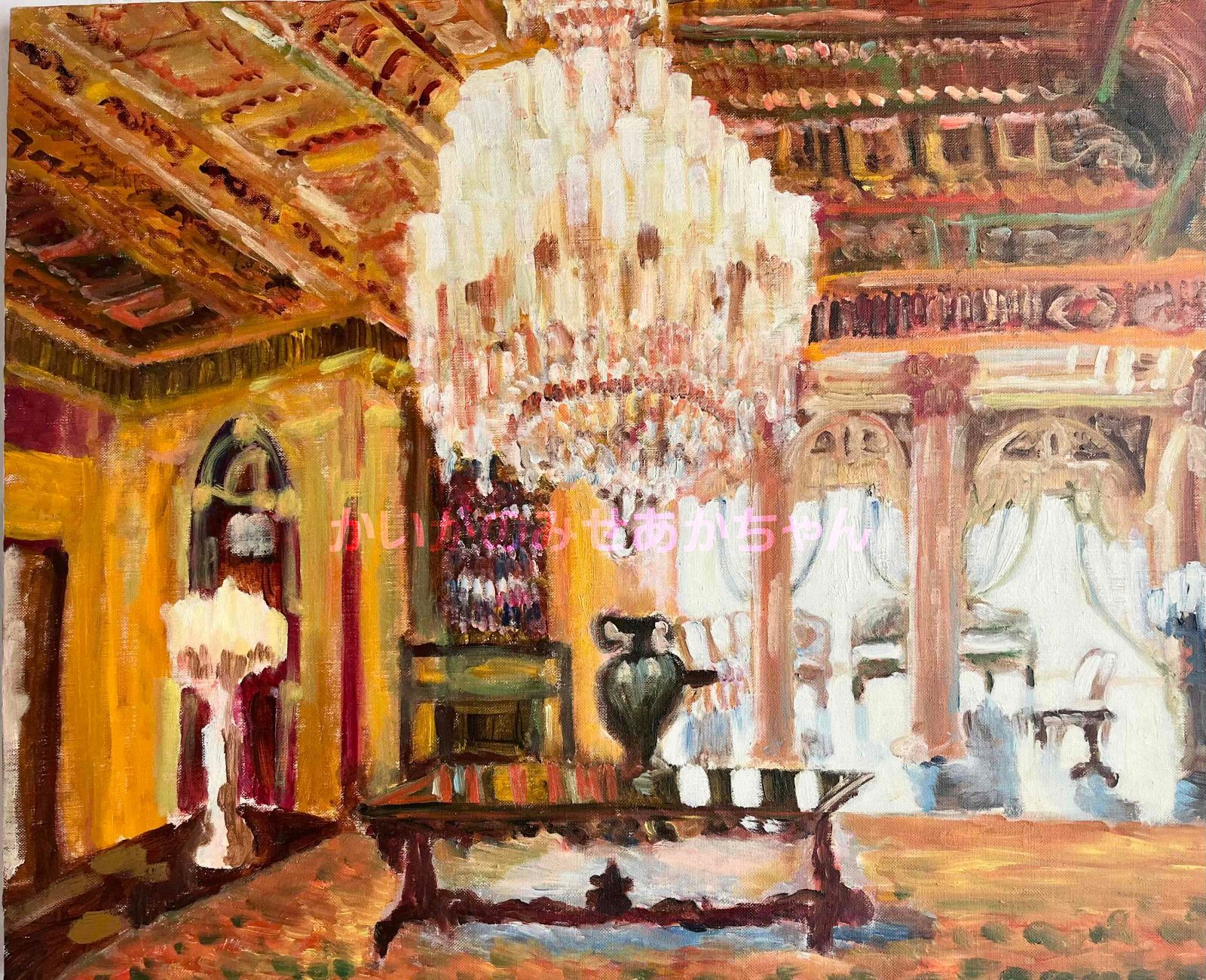 50×61㎝「シャンデリア　２」油彩・原画・F12 50×61㎝「シャンデリア2」油彩・原画・F12