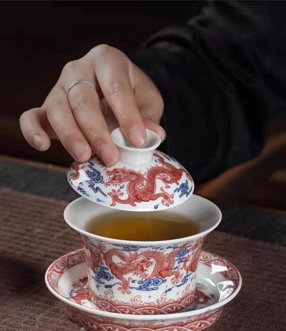 中国茶器 景徳鎮 九龍馬蹄三才蓋碗 茶杯 新品未使用 中国茶器 景徳鎮 九龍馬蹄三才蓋碗 茶杯 新品未使用 - メルカリ