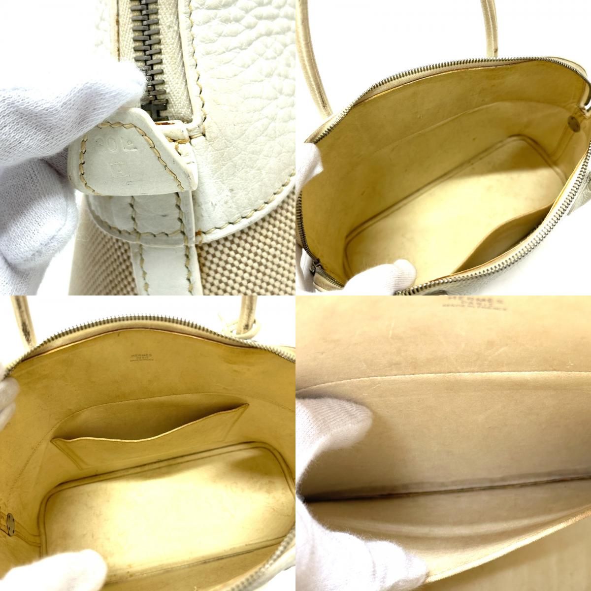 HERMES エルメス ハンドバッグ ボリード35 トワルアッシュ ホワイト  