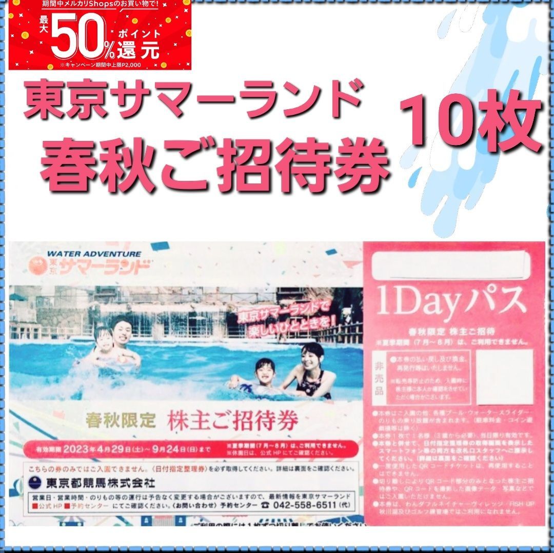 4年保証』 メルカリ便発送 東京サマーランド 株主招待券1DAYパス６枚