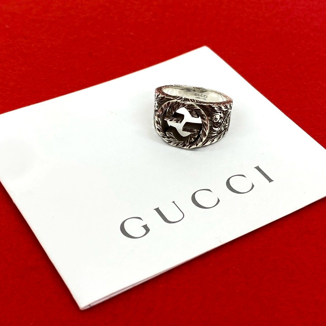極 美品 GUCCI グッチ インターロックキングG アラベスク リング