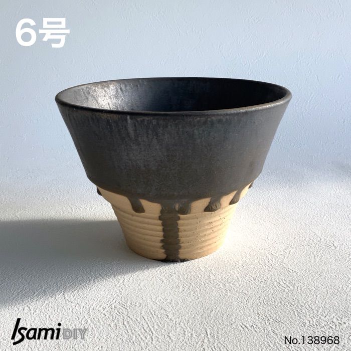 陶器鉢6個セット シャビーな陶器の植木鉢と受け皿セット(鉢6個、