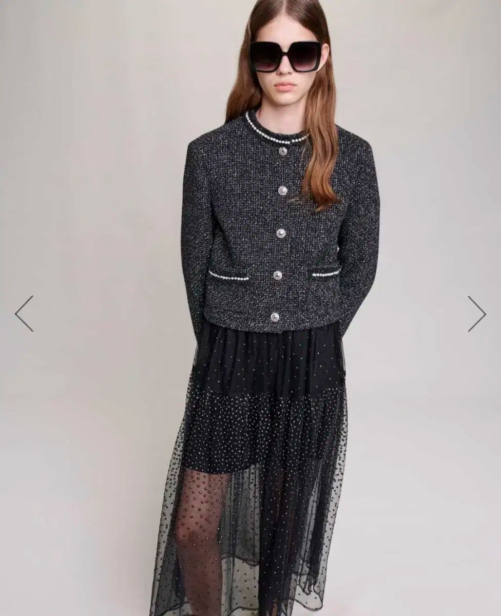 マージュ ブラック パール トリミング ジャケット 38サイズ