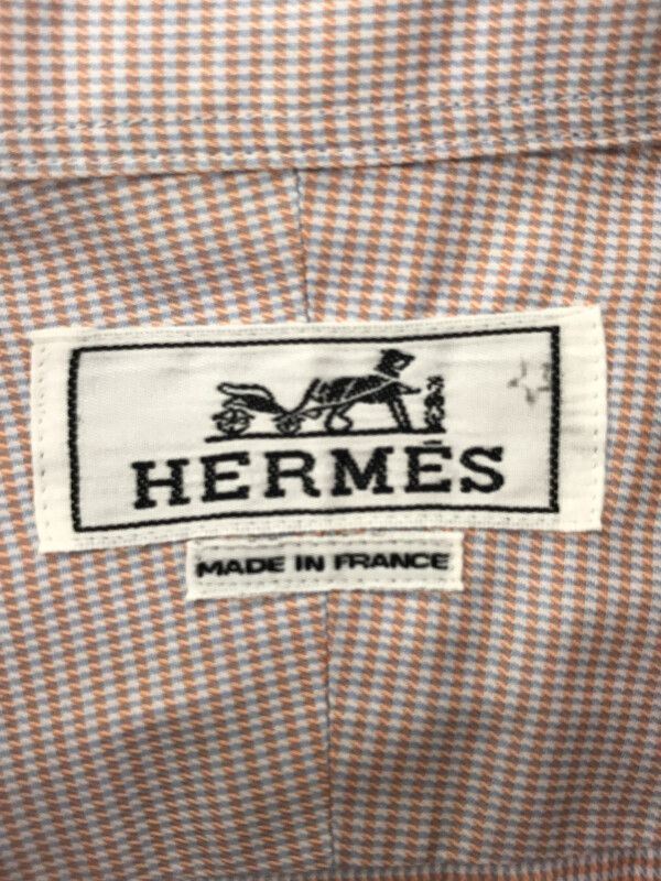 HERMES エルメス セリエボタン コットンレギュラーカラーシャツ ピンク 