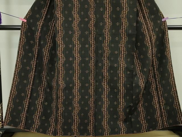 平和屋着物▽本塩沢 単衣 立涌文 正絹 逸品 AAAZ9609fy