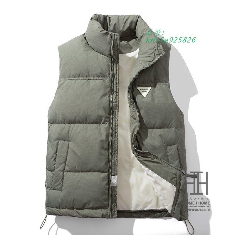ダウンベスト メンズ 大きいサイズ おしゃれ 防寒ベスト メンズベスト ダウンジャケット ワンポイント かっこいい 保温 立ち襟 暖かい おしゃれ 防風 防寒着 kni5a925826