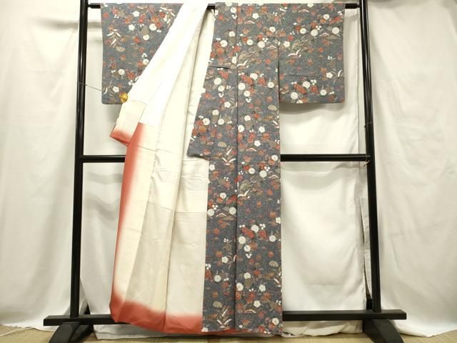 平和屋着物▽上質なお召　単衣　麻の葉文様　正絹　逸品　CAAS2482xi 平和屋着物▽上質なお召 単衣 麻の葉文様 正絹 逸品 CAAS2482xi