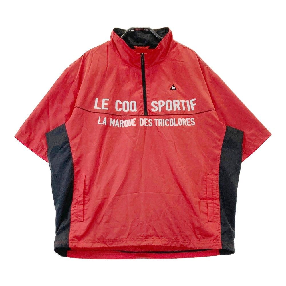 サイズ：LL LE COQ GOLF ルコックゴルフ  裏メッシュ ハーフジップ 半袖ブルゾン  レッド系 [240101369515] ゴルフウェア メンズ ストスト