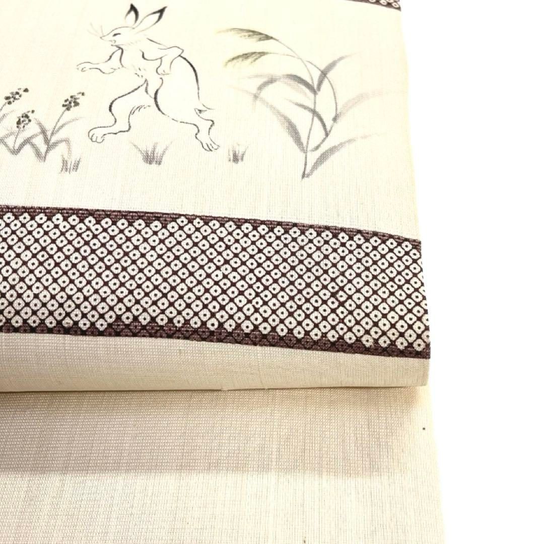 名古屋帯　紬　鳥獣戯画　兎　うさぎ　鹿の子　着物　063a d 名古屋帯 紬 鳥獣戯画 兎 うさぎ 鹿の子 着物 063a d - メルカリ