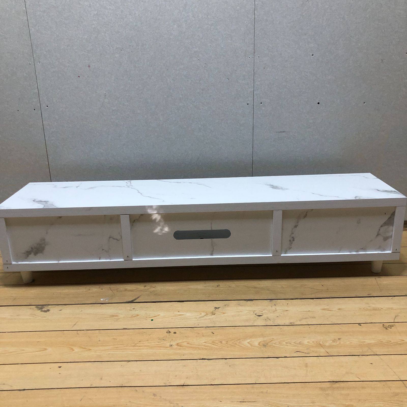 大理石調 テレビボード ローボード 幅140cm ホワイト 引き出し収納付