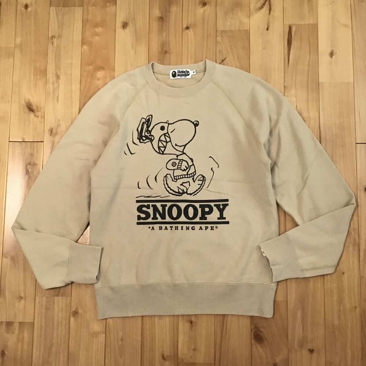 Snoopy × BAPE 長袖スウェット Mサイズ ベージュ a bathing ape