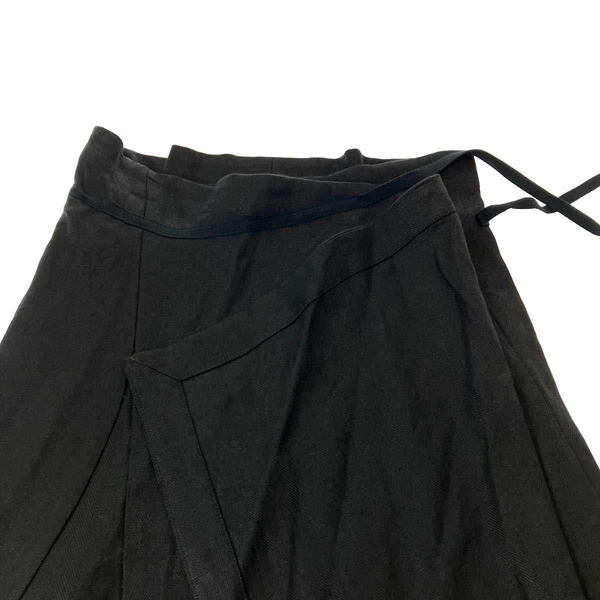 CHAOS カオス リネンヘリンボーンラップスカート ブラック F  