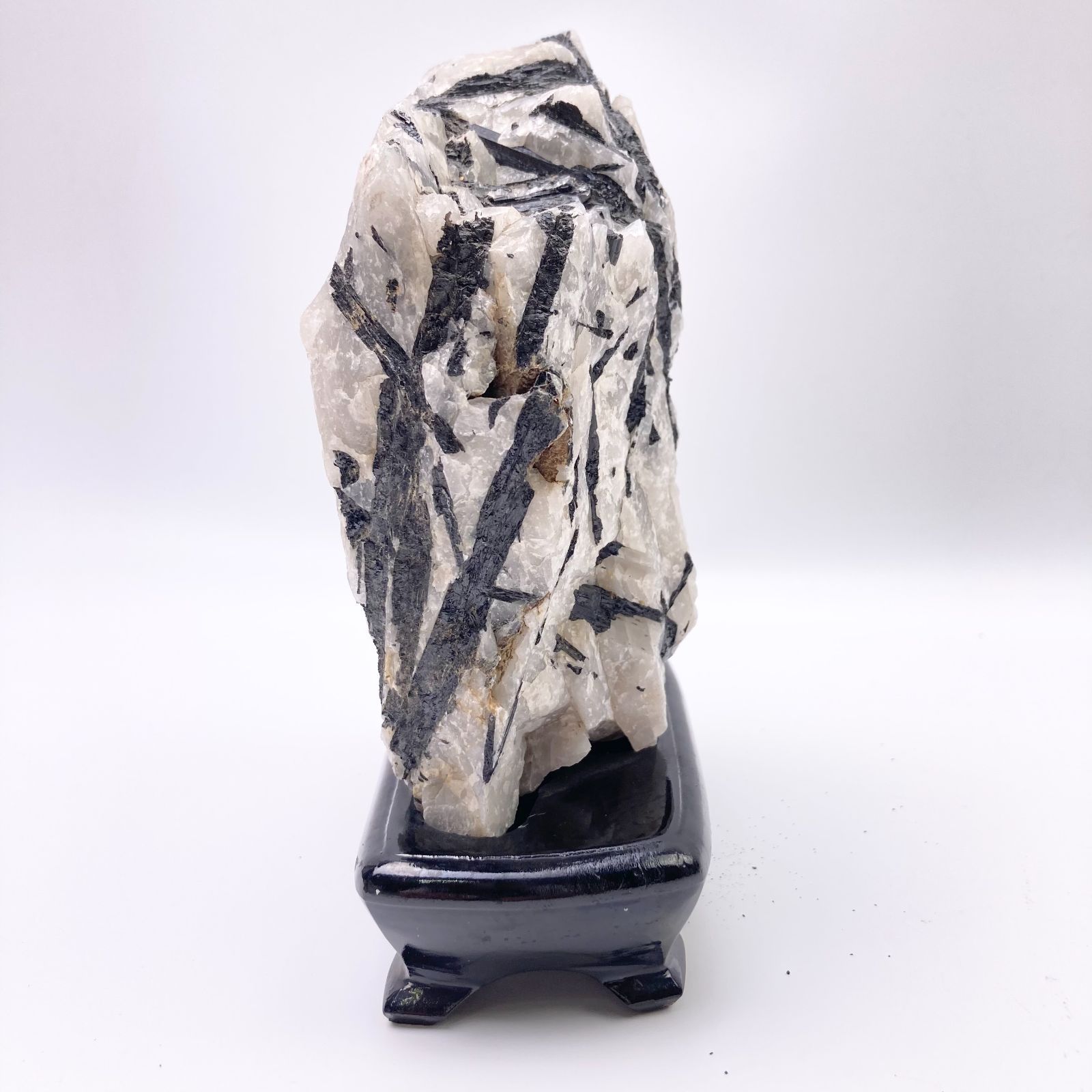 ブラックトルマリン　パワーストーン原石 置物 ブラックトルマリン 原石 置物 497.5g 台座付き