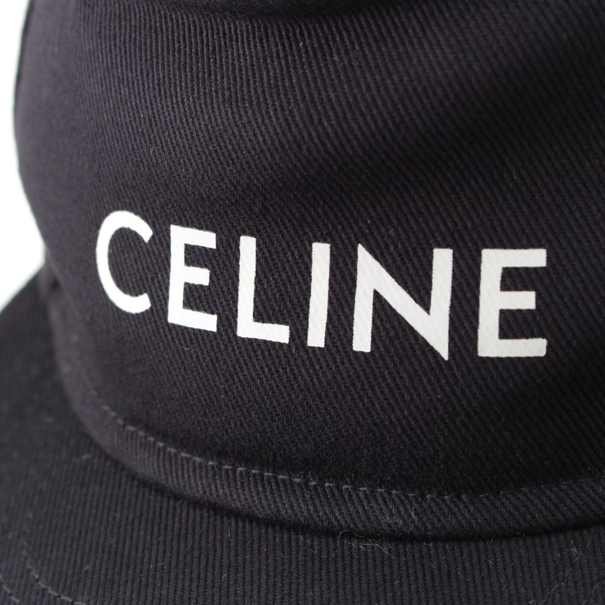 セリーヌ コットン ロゴ ベースボール キャップ 帽子 ブラック S【中古  