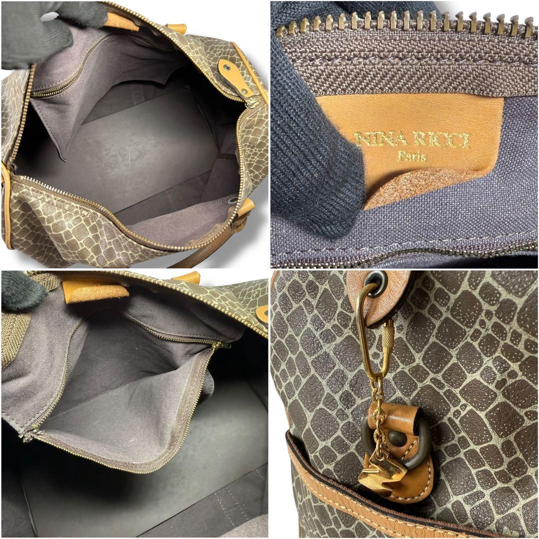 【美品】NINA RICCI ニナリッチ ジラフ柄 ボストンバッグ 良品】NINA RICCI ニナリッチ ボストンバッグ ハンドバッグ