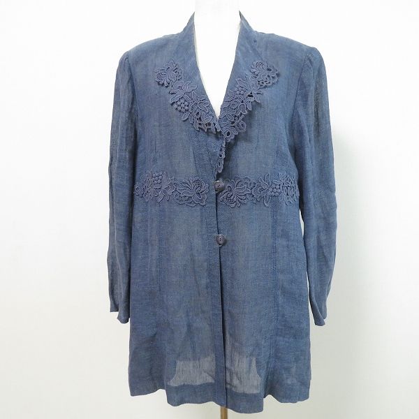 snc インポートロッサ import Rossa ジャケット 46 紺 麻 レース 刺繍