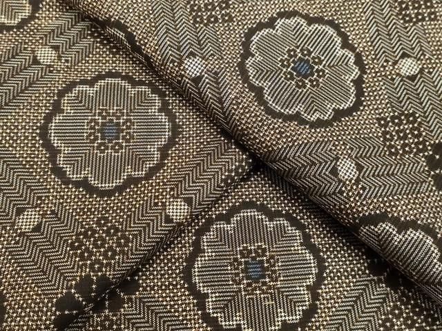 平和屋着物○江戸小紋 菱文 黒地 正絹 逸品 DAAV1345tw