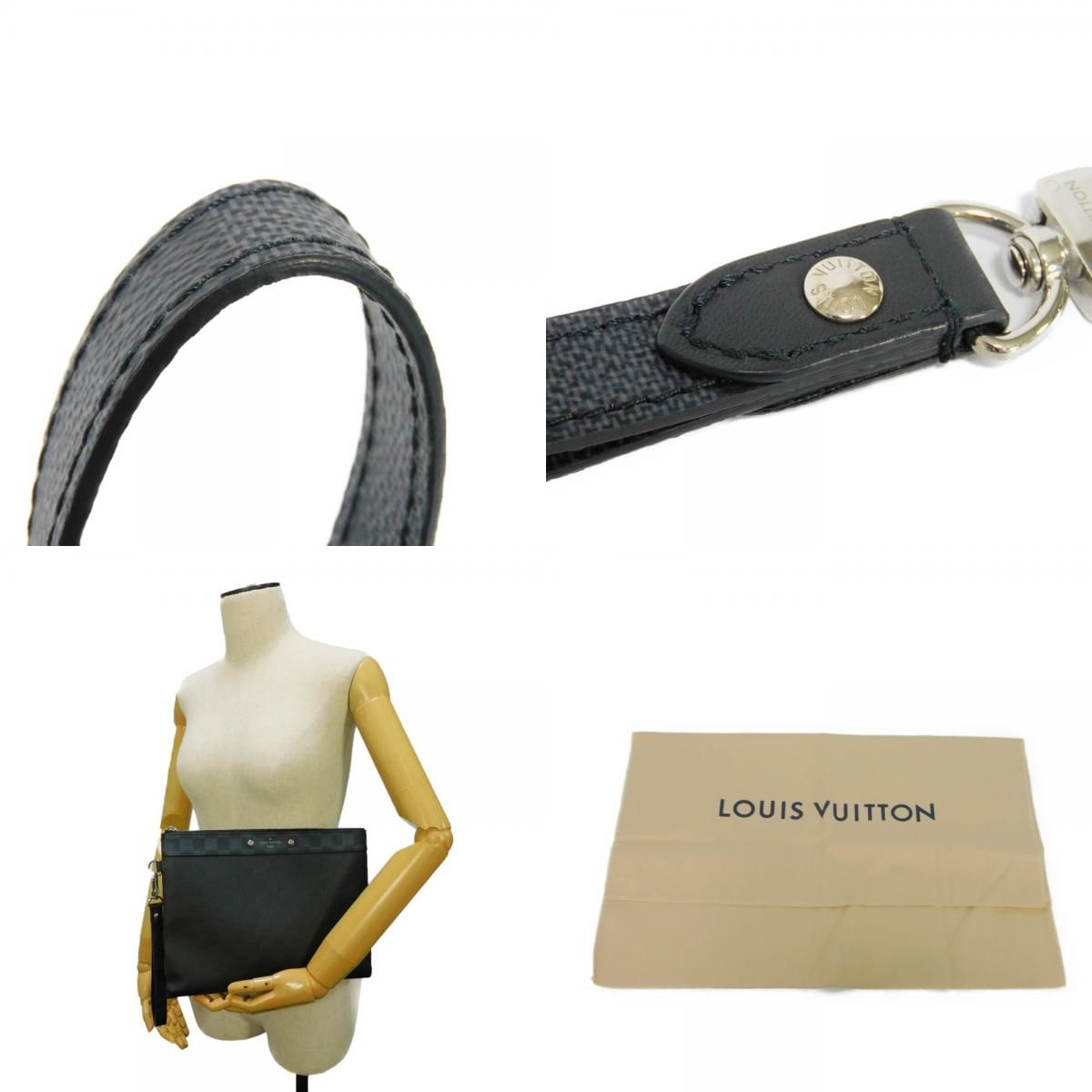 LOUIS VUITTON ルイ・ヴィトン ポシェット トゥ ゴー グラフィット アンフィニ ハンドル ストラップ セカンドバッグ ドキュメントケース  RFID ダミエ スクエアード ノワール クラッチバッグ N60502