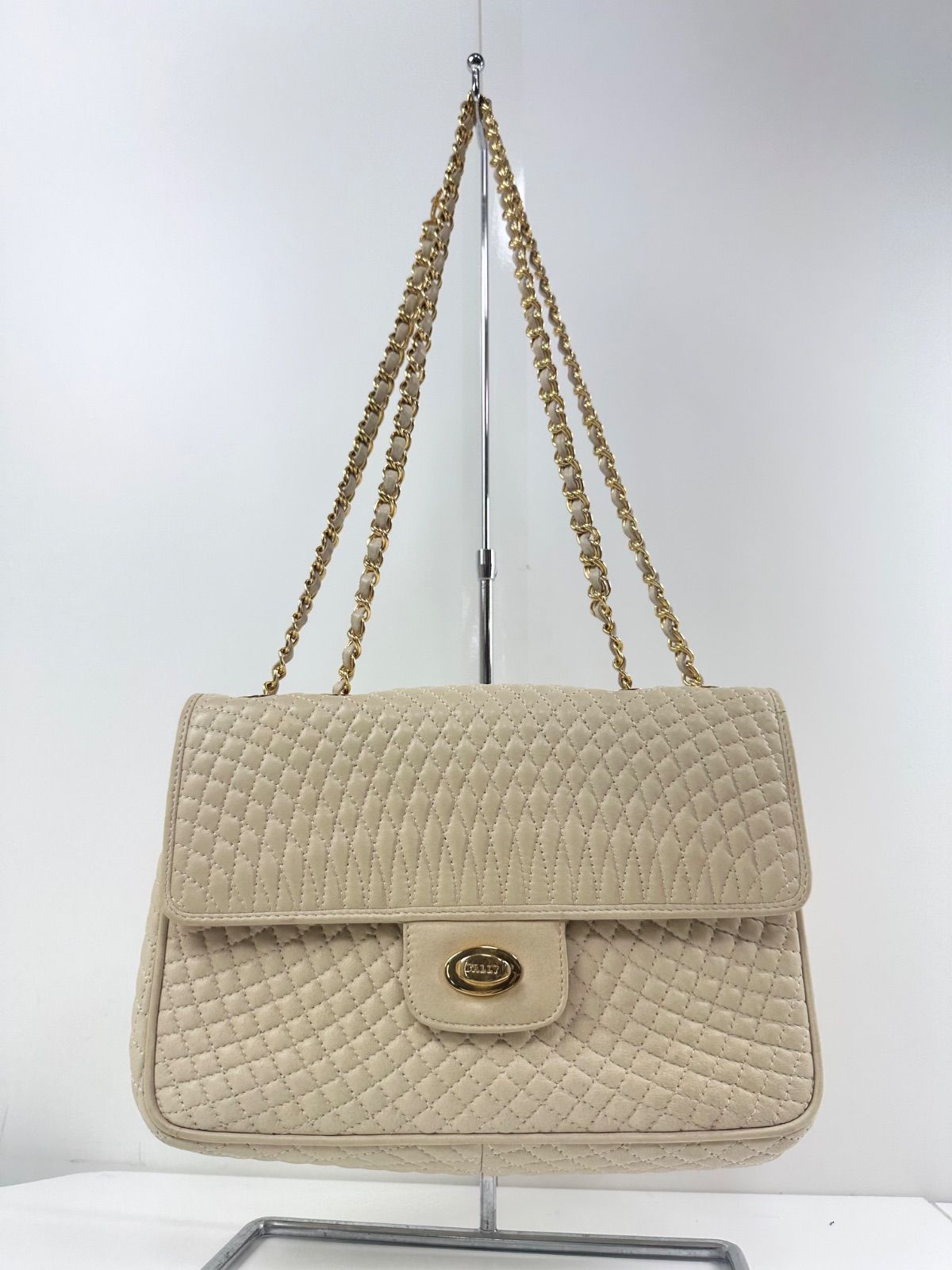 中古品】BALLY バリー キルティング レザー チェーン ショルダー