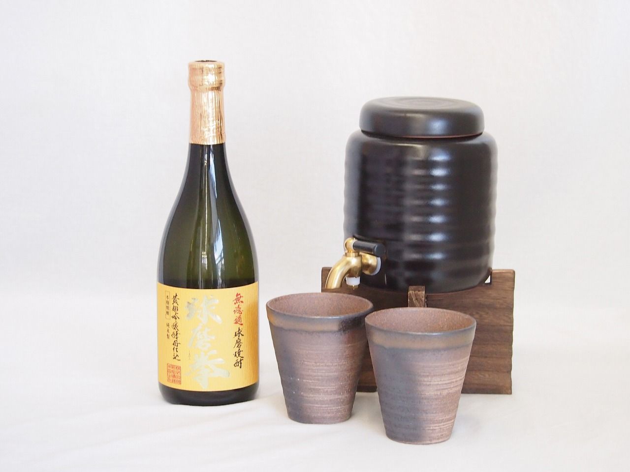 本格焼酎サーバー1000cc(18cm×24cm 1kg)三重県萬古焼き備前金彩ペア