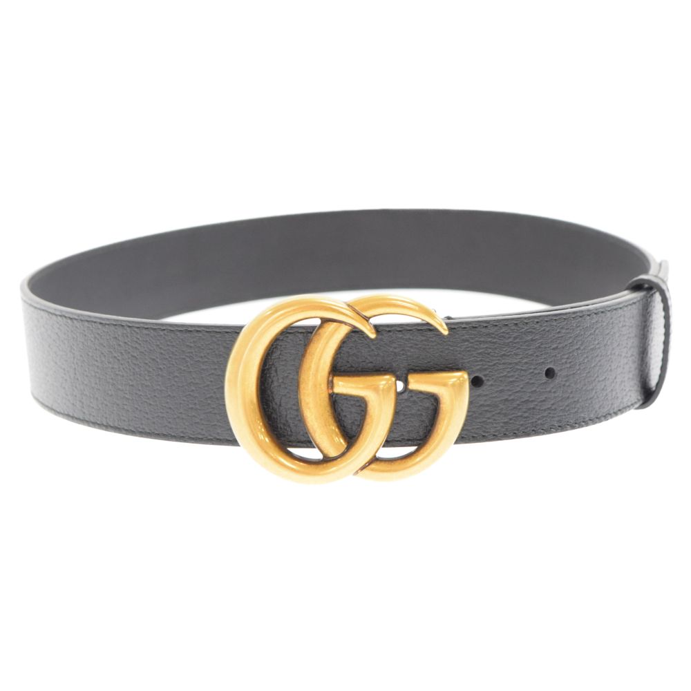 GUCCI (グッチ) ダブルGバックル レザーベルトブラック レザー GG