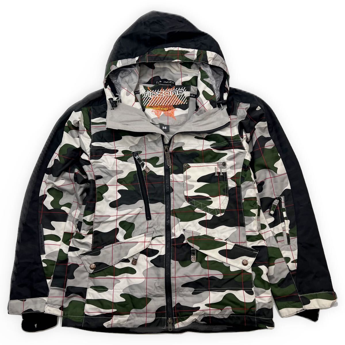 ripzone リップゾーン カモフラ ブラック グレー スノボジャケット ナイロンジャケット M 秋冬 スノーボード 人気 メンズ ウェア S4062