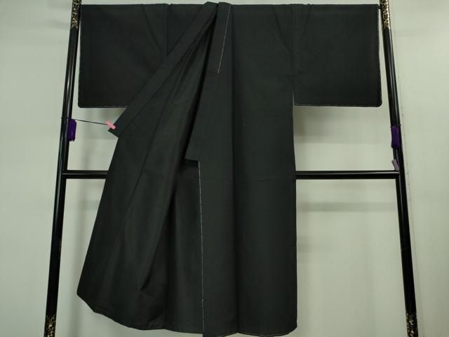 平和屋本店 上 男性 紬 キングサイズ 色無地 黒色 ♥ DZAB0809kh5