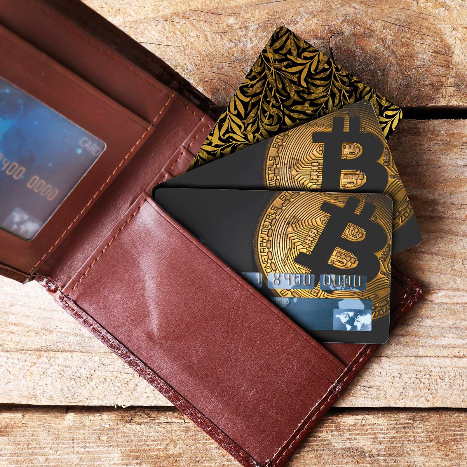 HK Studio デビットカード スキンカバーステッカー - ビットコイン 4枚 クレジットカードステッカー 保護 & パーソナライズ バンク  EBT メトロ キーカード - 気泡なし スリム 防水 取り外し可能 [ビットコイン2。]