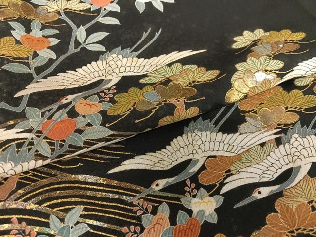 平和屋着物○金彩友禅作家 金彩の魔術師 堀省平 金煌織 黒留袖 立波飛  