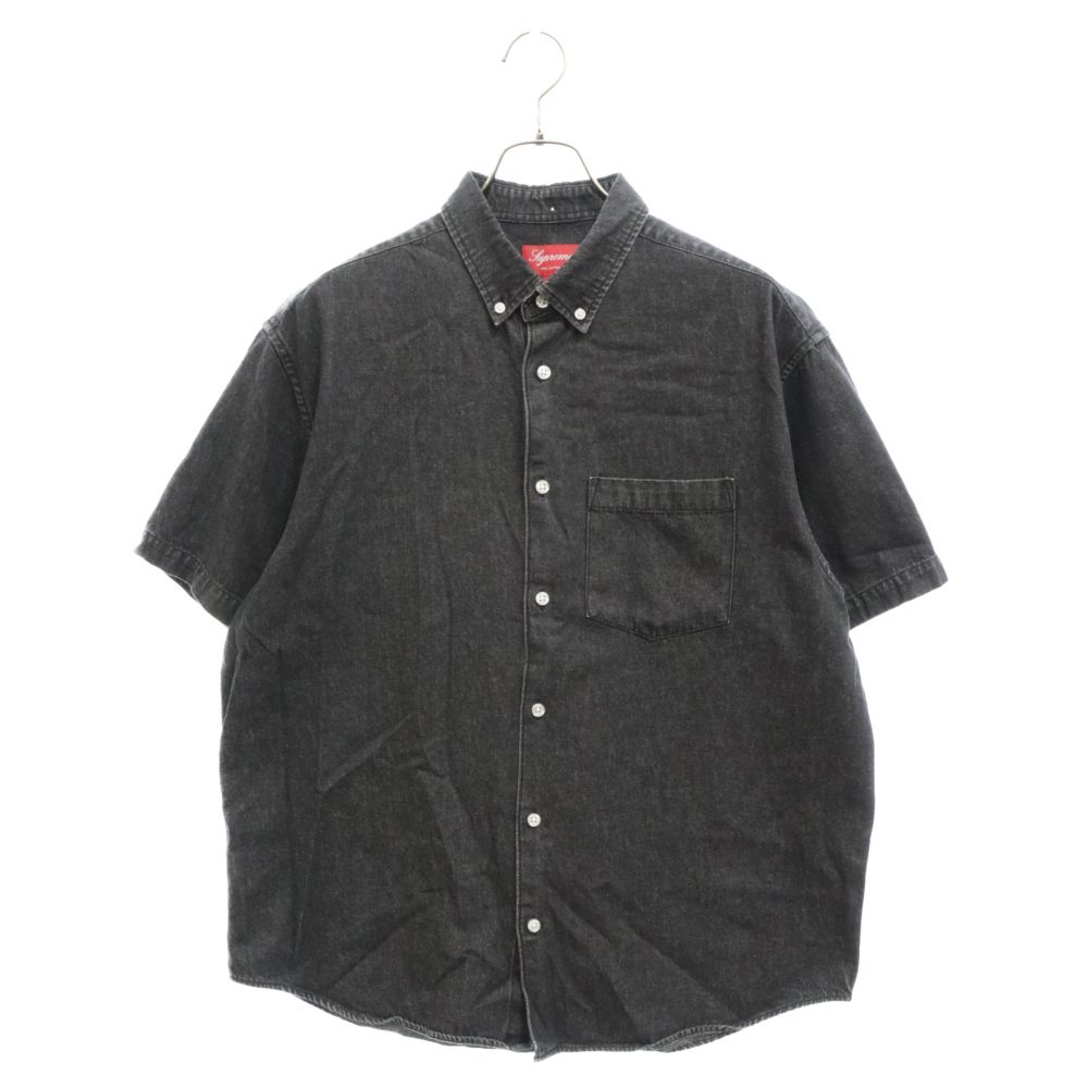 SUPREME (シュプリーム) 21SS Embossed Denim S/S Shirt エンボスデニム半袖シャツ バックロゴ ブラック