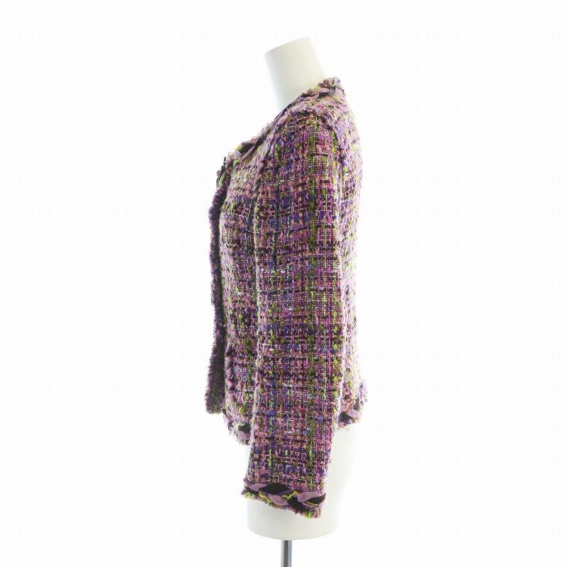モスキーノ、お洒落なジャケット、42、新品同様 セール】 中綿花柄刺繍パイピングジャケット（チャコールグレー