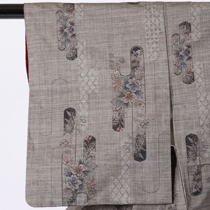 本場大島紬 茶 藍 黒 珊瑚色 花 九マルキ T688 - メルカリ 