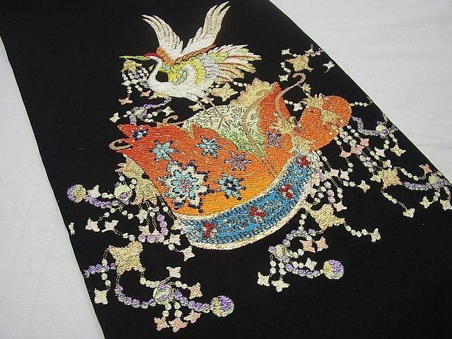 あやりん　龍村平蔵製　千代乃冠錦　　千代の冠錦　本袋帯 平和屋本店○最高級 龍村平蔵製 本袋帯 千代乃冠錦 黒地 金糸 逸品