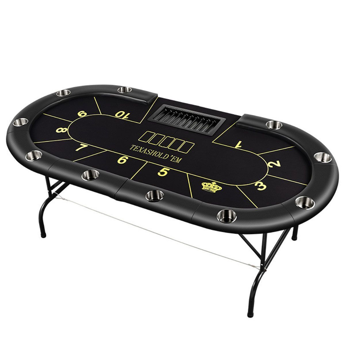 脚付き ポーカーテーブル 折りたたみ カジノ テキサス ホールデム ポーカーマット テーブル カップホルダー付き 幅213cm×奥行106cm×高