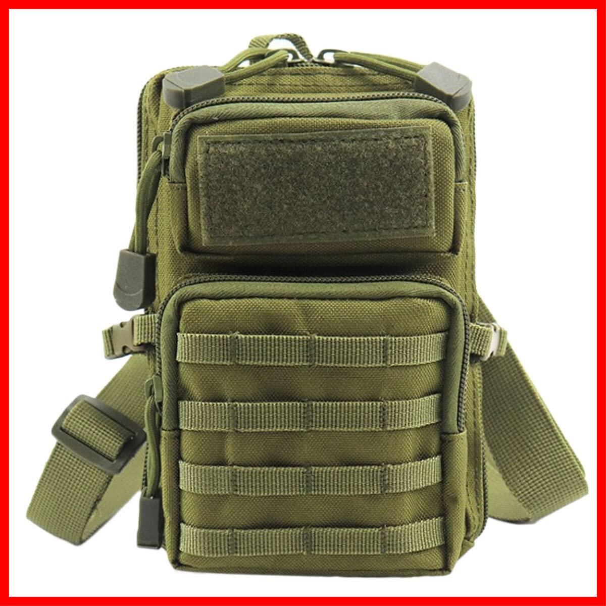 molle ベルトポーチ ミリタリー ポーチ 迷彩 ダンプポーチ サバゲー 小型 ショルダー 黒 ウエスト nanaperi (ARMY GREEN)