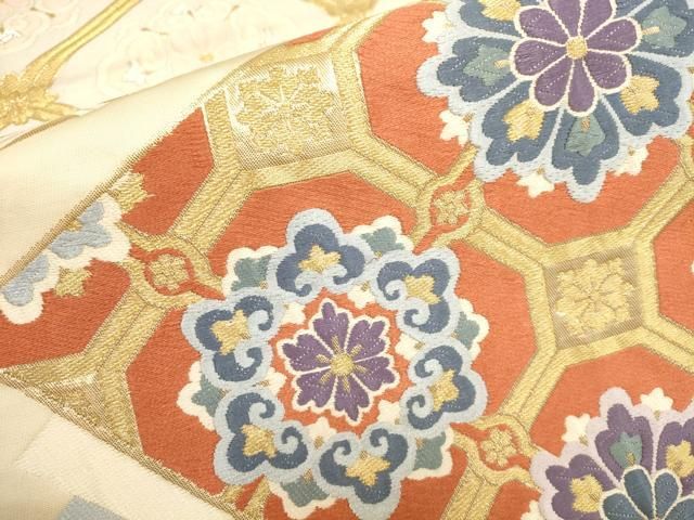平和屋着物■六通太鼓柄袋帯　ペルシャ花鳥　金銀糸　逸品ｓ636