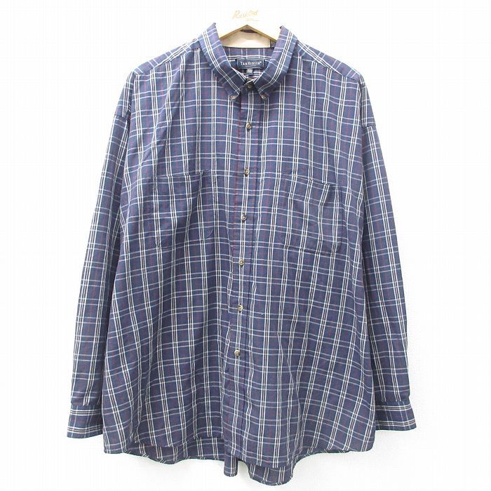 XL/古着 バンヒューセン 長袖 シャツ メンズ 大きいサイズ ボタンダウン 紺 ネイビー チェック 25feb19 中古 トップス