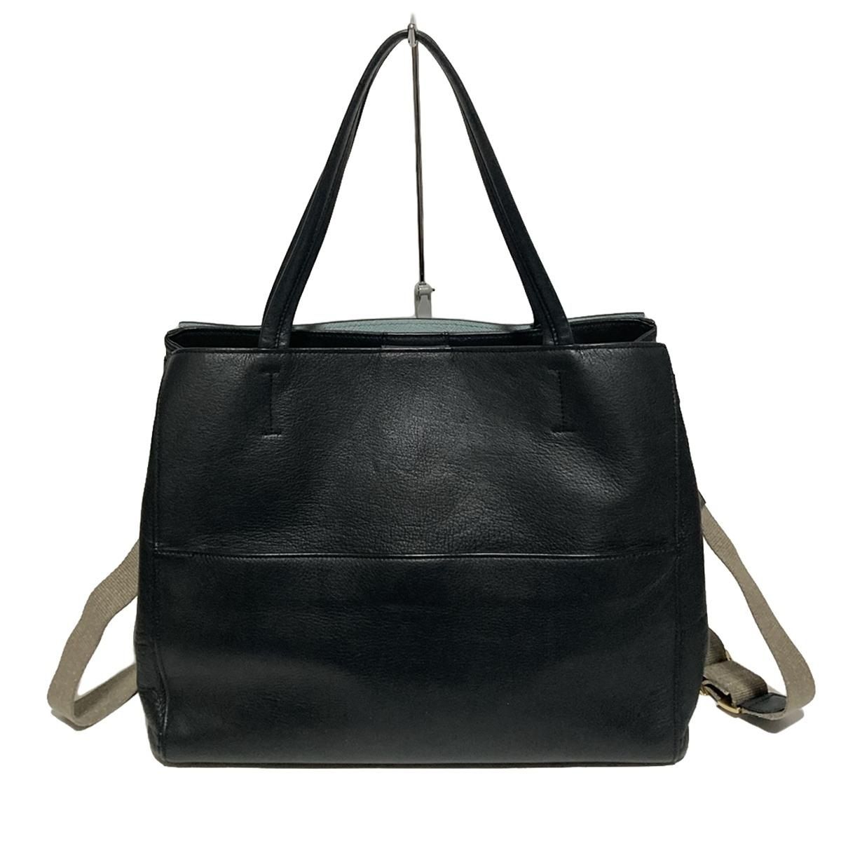 IANNE(イアンヌ) ハンドバッグ - 黒×ライトブルー レザー - メルカリ 