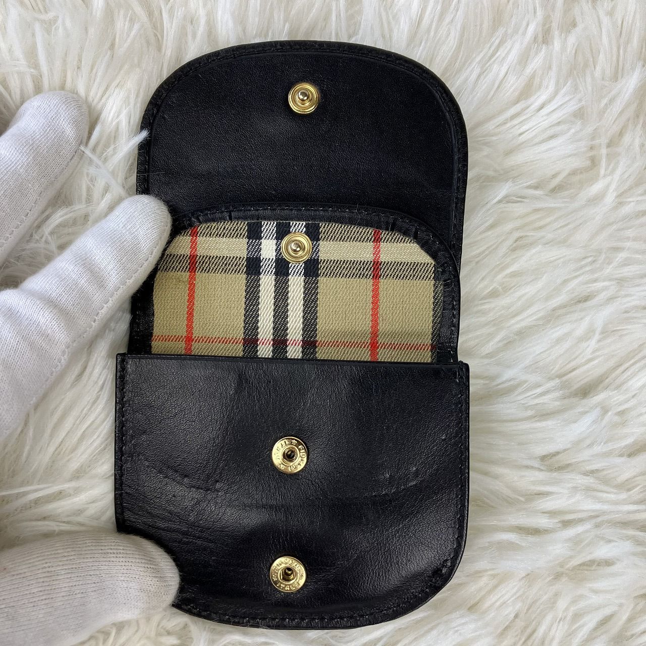 Burberrys バーバリー 内部ノバチェック レザー ブラック Burberrys バーバリー 内部ノバチェック レザー ブラック